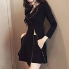 Set: Long-sleeve A-line Mini Zip-accent Dress + Shorts