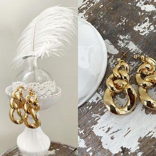 Tiered Bold Chain Earrings Gold - One Size
