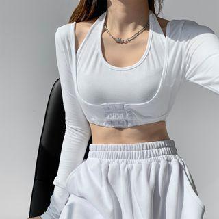 Mock Two-piece Halter T-shirt