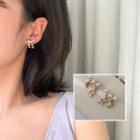 Faux Pearl Rhinestone Moon & Star Fringed Earring Gold & White - One Size