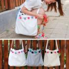 Pompom-accent Cross Bag