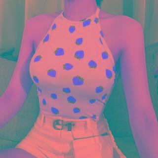 Strawberry Print Halter Camisole
