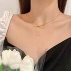 Alloy Bow Necklace Gold - One Size