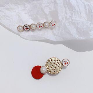 Alloy Cherry Faux Pearl Hair Clip