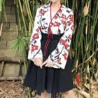 Floral Hanfu Top / Pleated Mini Skirt