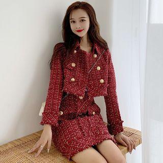 Set: Tweed Button Jacket + Mini Tweed Skirt
