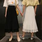 High-waist Ruffle A-line Midi Skirt