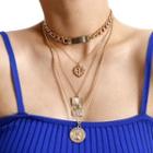 Alloy Pendant Layered Necklace 0323 - Set - Gold - One Size