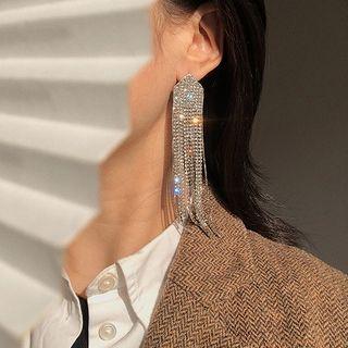 Rhinestone Fringed Earring / Clip-on Earring