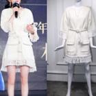 3/4-sleeve Fringed Hem Dress