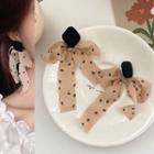 Dotted Chiffon Bow Dangle Earring 1 Pair - As Shown In Figure - One Size