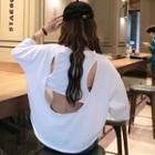 3/4-sleeve Cutout Back T-shirt