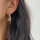 Layered Chain Hoop Earring 1 Pair - Silver - One Size