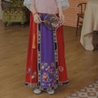 Traditional Chinese Embroidered Midi A-line Skirt
