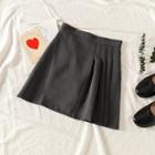 Asymmetric A-line Mini Pleated Skirt