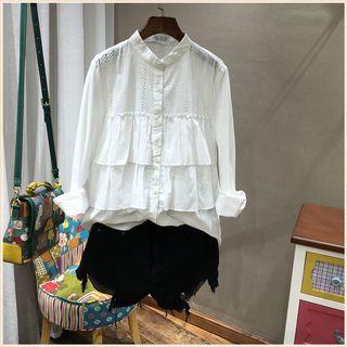 Lace Panel Ruffle Tiered Blouse