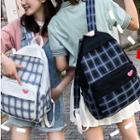 Plaid Heart Canvas Zip Backpack