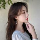 Alloy Rose Dangle Earring 1 Pair - Hook Earrings - White Rose - Gold - One Size