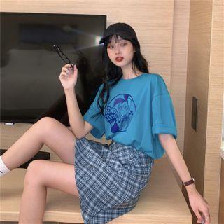 Printed Loose-fit T-shirt / High Waist