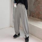 Plain Slit Sweatpants Gray - One Size