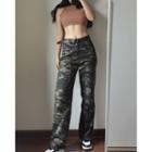 High-waist Camouflage Straight Leg Pants