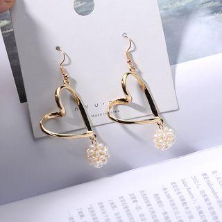 Faux Pearl Heart Dangle Earring As Shown In Figure - One Size