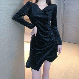 Long-sleeve Asymmetrical Mini A-line Dress