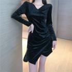 Long-sleeve Asymmetrical Mini A-line Dress