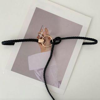 Faux Leather Woven Slim Belt