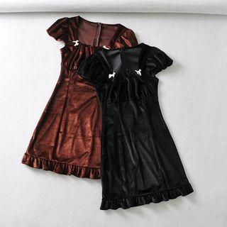Cap-sleeve Velvet Mini A-line Dress