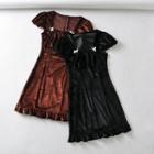 Cap-sleeve Velvet Mini A-line Dress