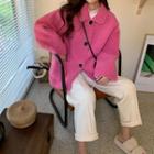 Fleece Loose-fit Coat Rose Pink - One Size