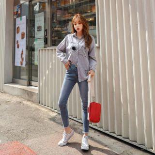 Paris Embroidered Loose-fit Stripe Shirt
