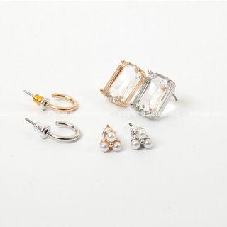 Hoop / Gem / Pearl Earring Set (6 Pcs)