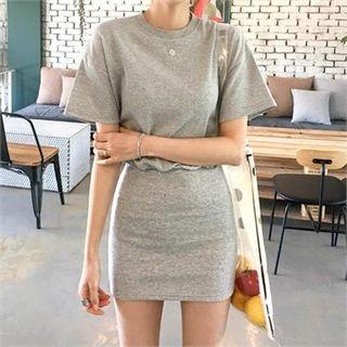 Short-sleeve Tube-hem Dress