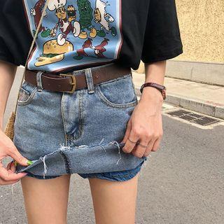 High-waist Denim Mini Skort