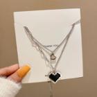 Heart Layered Necklace X828 - Silver - Silver - One Size