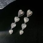 Heart Alloy Dangle Earring 1 Pair - Earrings - Silver Pin - Love Heart - Silver - One Size