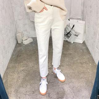 Fray-hem Tapered Chino Pants