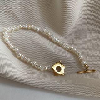 Flower Alloy Faux Pearl Bracelet / Necklace