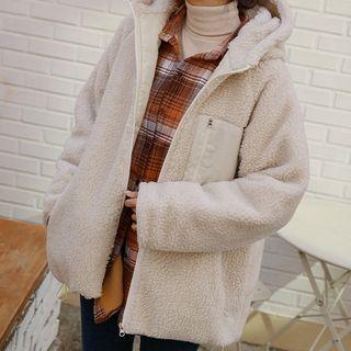 Sherpa-fleece Padded Zip-up Hoodie