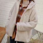 Sherpa-fleece Padded Zip-up Hoodie