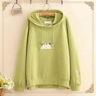Cat & Fish Embroidered Hoodie