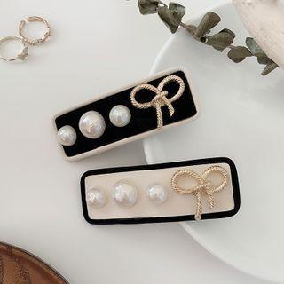Faux Pearl Alloy Bow Hair Clip