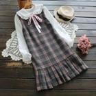 Sleeveless Pleated Plaid Dress