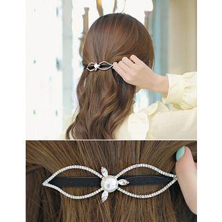 Faux-pearl Rhinestone Hair Barrette