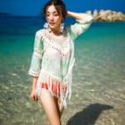 Fringe Hem Printed Cover-up