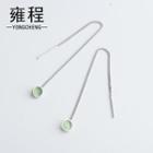 Disc Threader Earring 1 Pair - Green & Silver - One Size