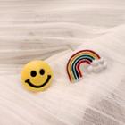 Non-matching Rainbow Stud Earring 1 Pair - Yellow & Multicolour - One Size