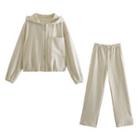 Corduroy Hooded Jacket / Loose Fit Pants / Set